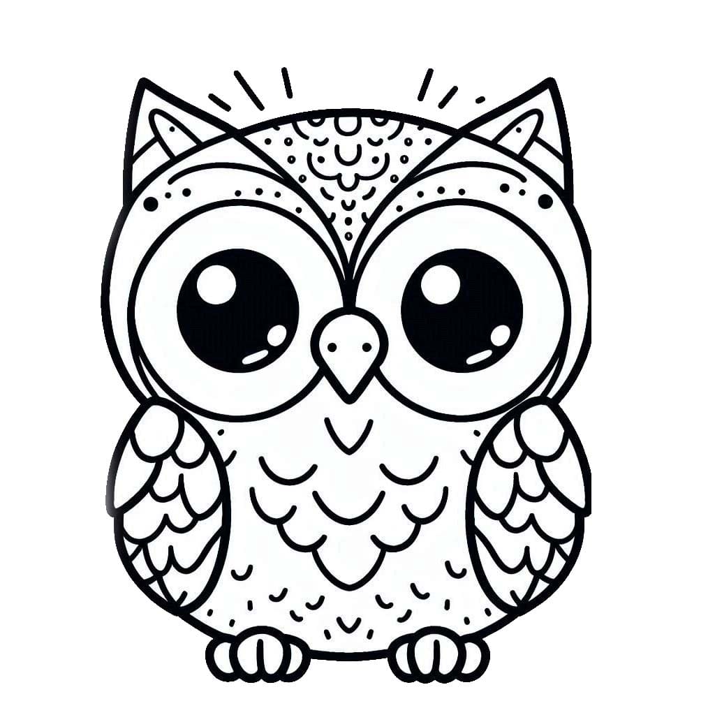 Coloriage Dessine un hibou pour les enfants à imprimer