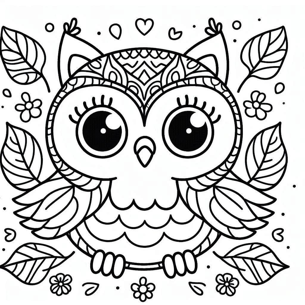 Coloriage Dessine un hibou très mignon à imprimer