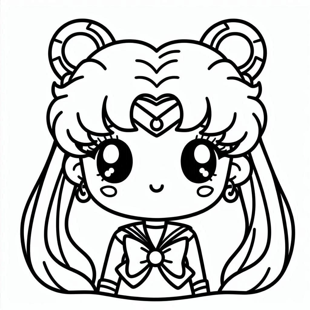 Coloriage Dessine un visage mignon de Sailor Moon