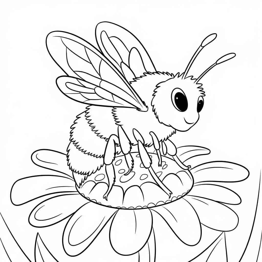 Coloriage Dessine une abeille et une fleur