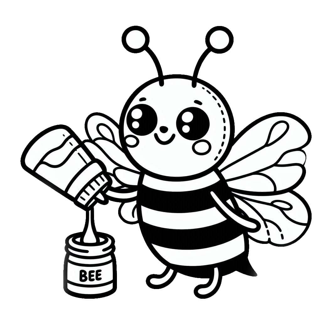 Coloriage Dessine une abeille heureuse