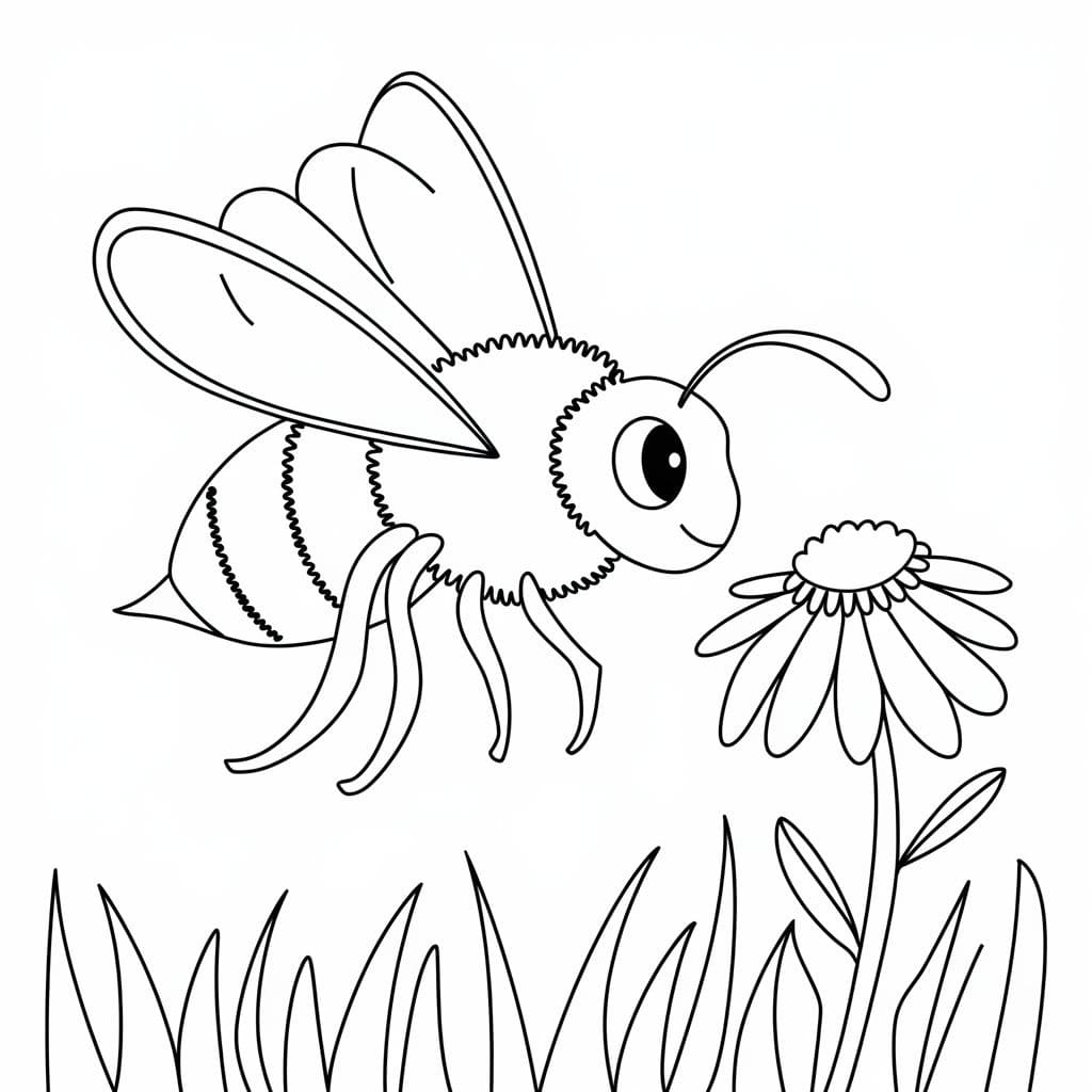 Coloriage Dessine une abeille très simplement