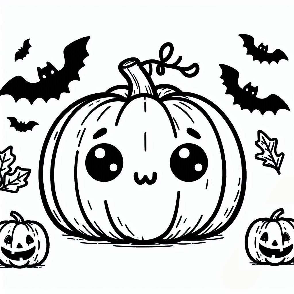 Coloriage Dessine une citrouille Halloween mignonne