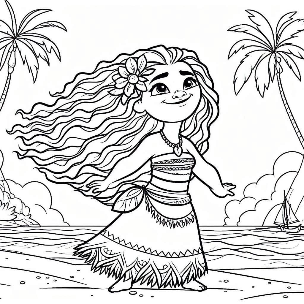 Coloriage Dessine Vaiana 2