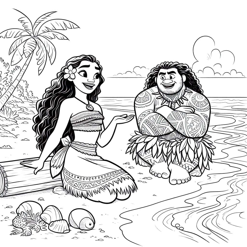 Coloriage Dessine Vaiana heureux