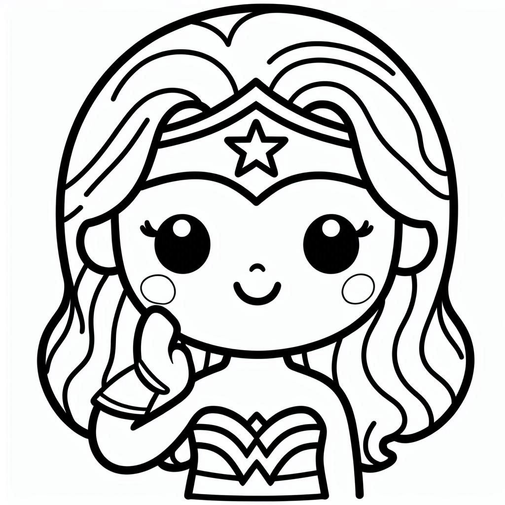 Coloriage Dessine Wonder Woman mignonne