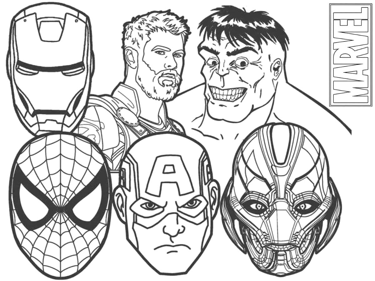 Coloriage Dessiner Avengers visage de personnage