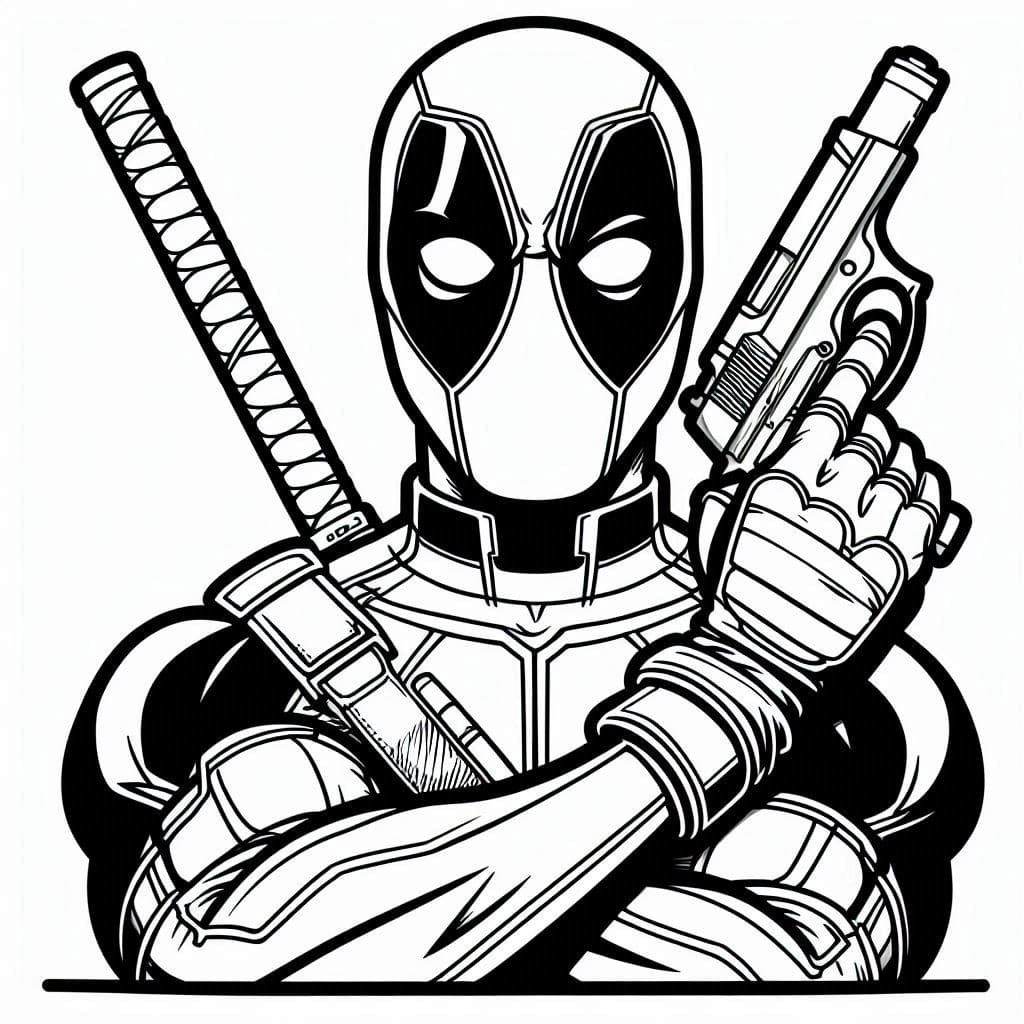 Coloriage Dessiner Deadpool 4