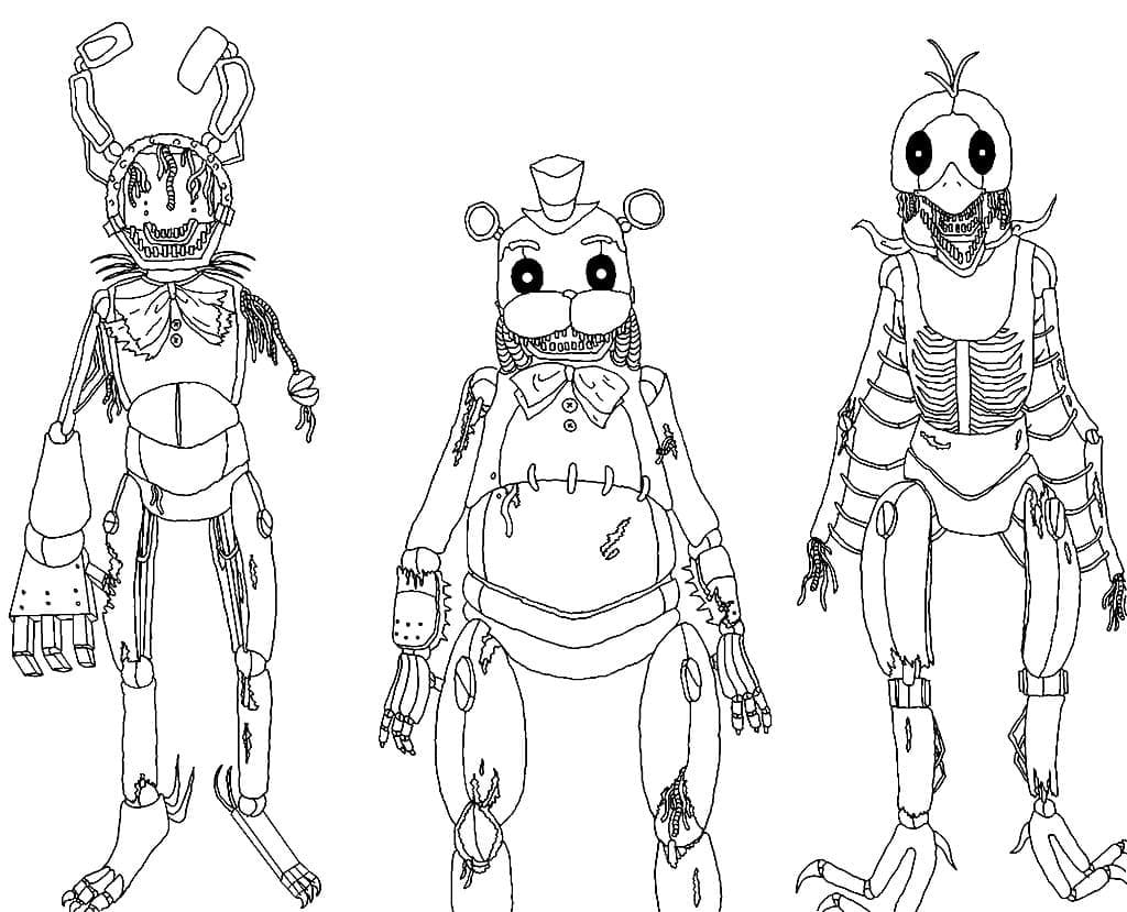 Coloriage Dessiner des animatroniques effrayantes