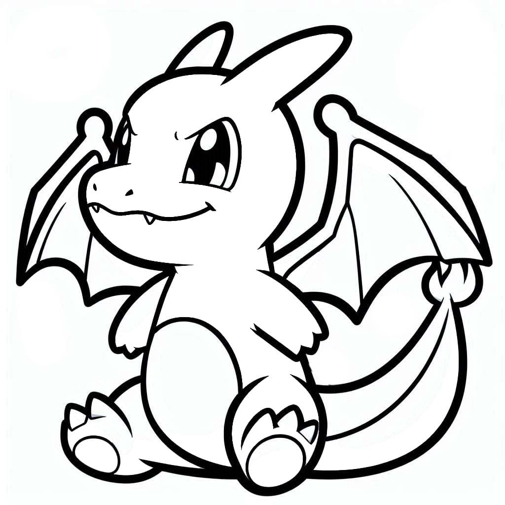 Coloriage Dessiner Dracaufeu mignon à imprimer