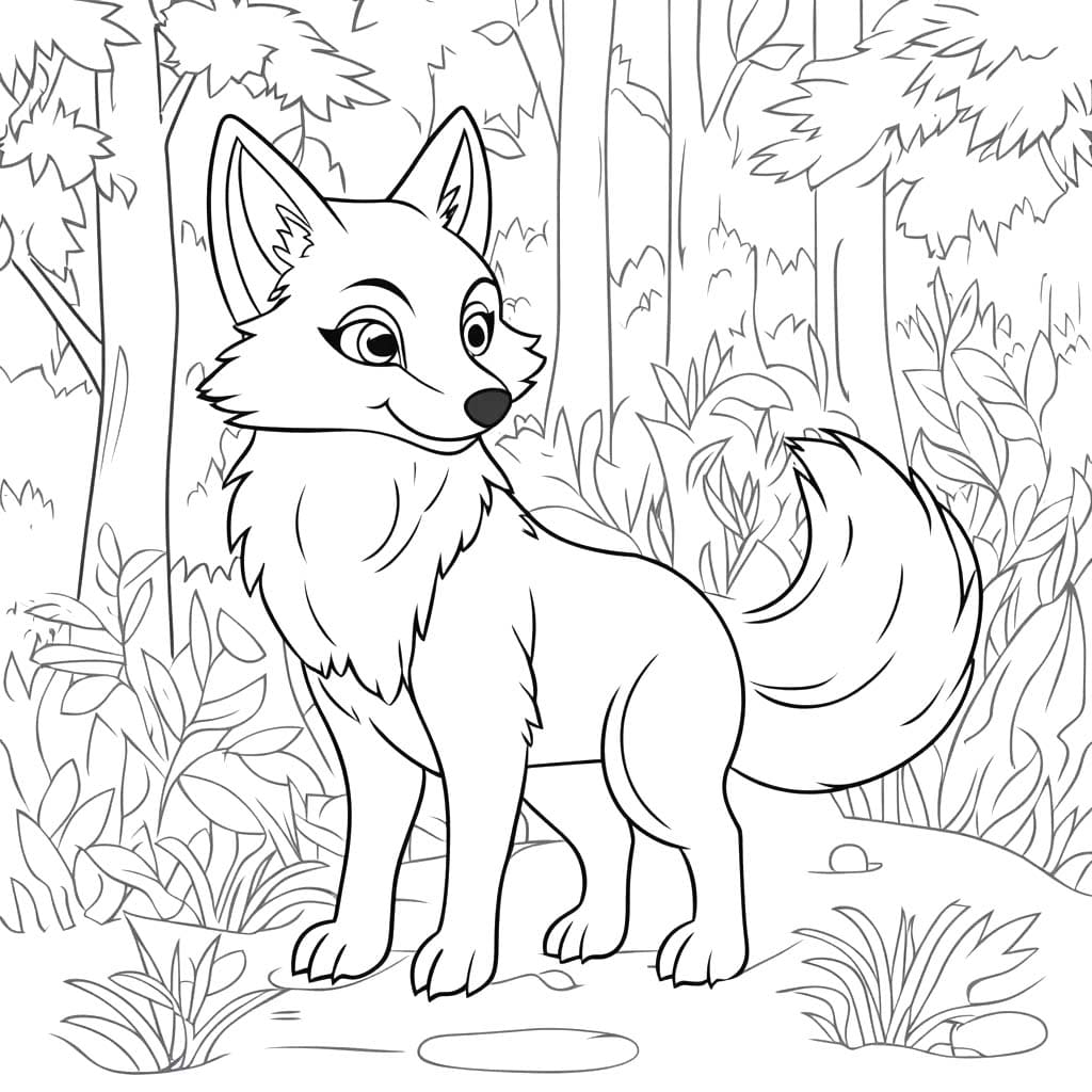 Coloriage Dessiner renard de base