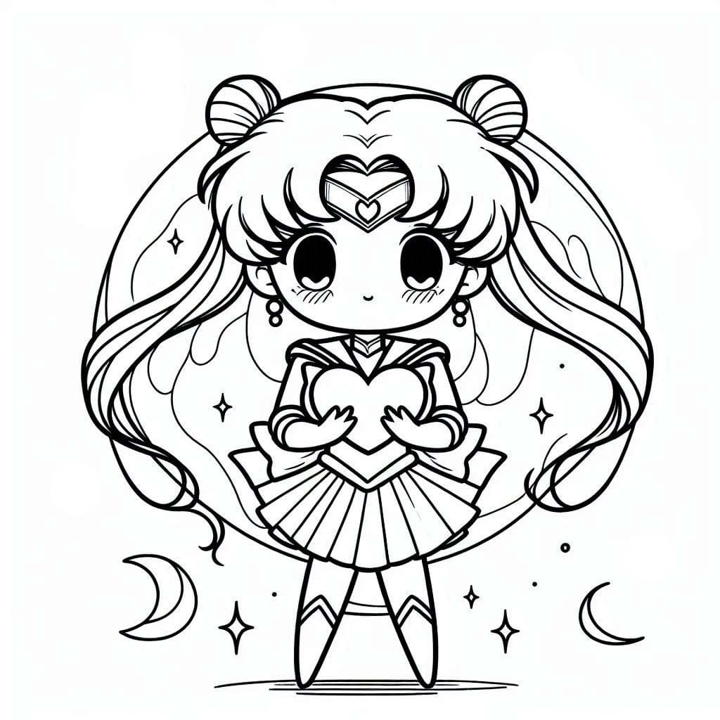 Coloriage Dessiner Sailor Moon chibi gratuit