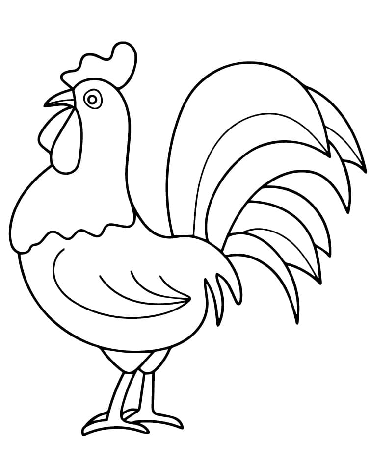 Coloriage Dessiner un coq facile à imprimer