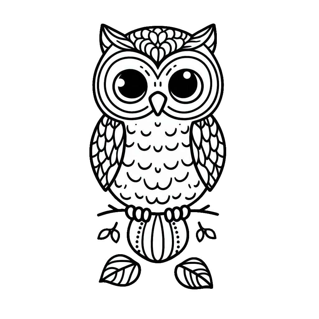 Coloriage Dessiner un hibou de manière très basique à imprimer