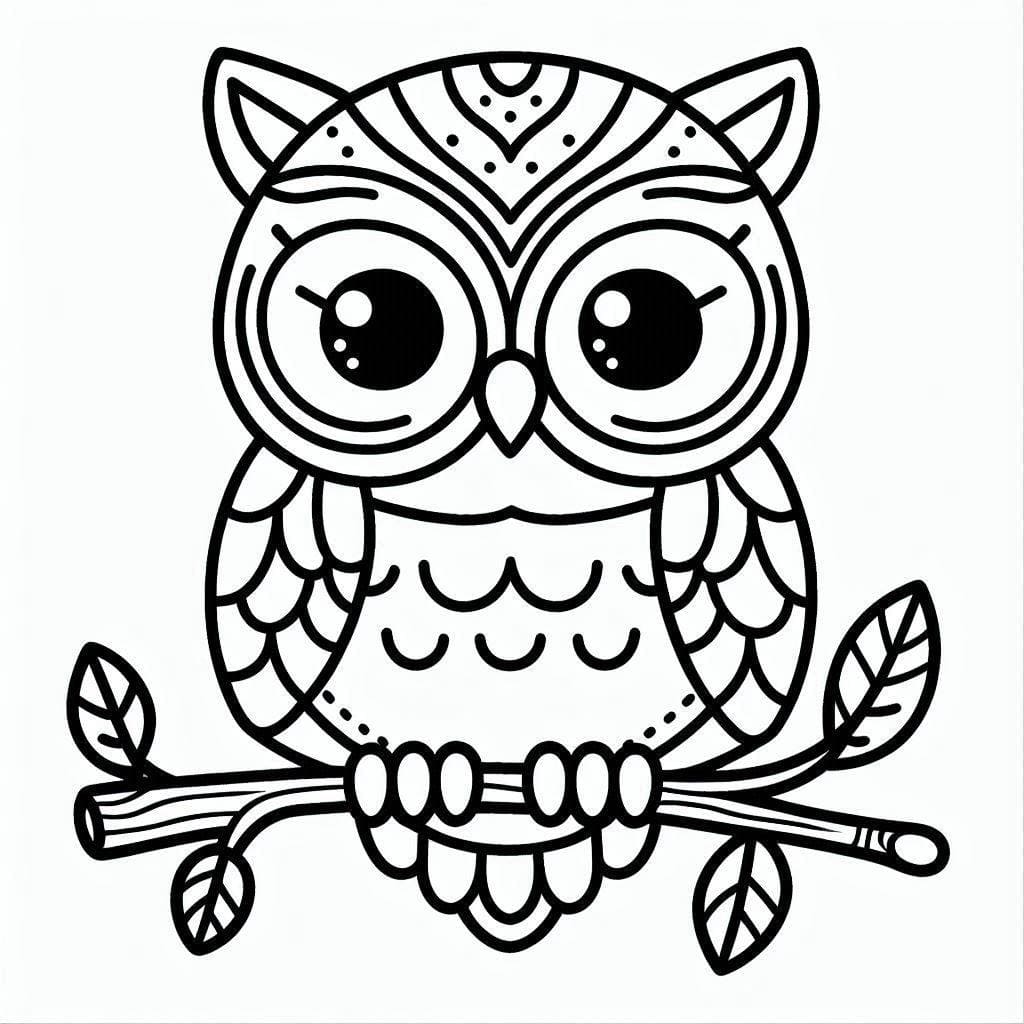 Coloriage Dessiner un hibou facilement à imprimer