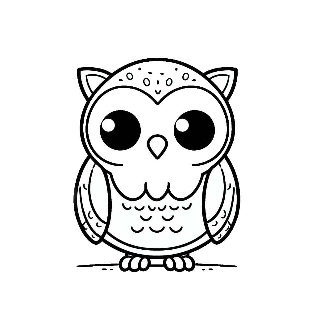 Coloriage Dessiner un hibou mignon et facile à imprimer