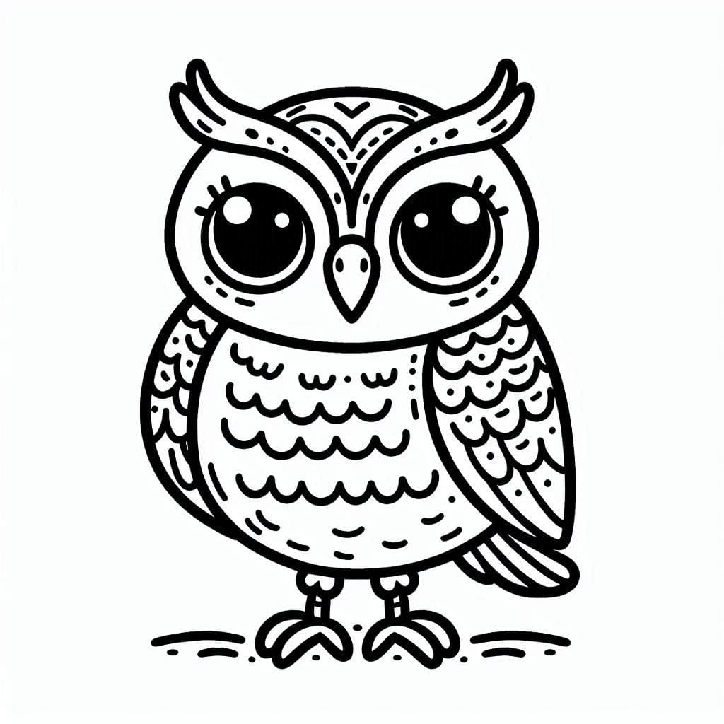 Coloriage Dessiner un hibou très facilement à imprimer