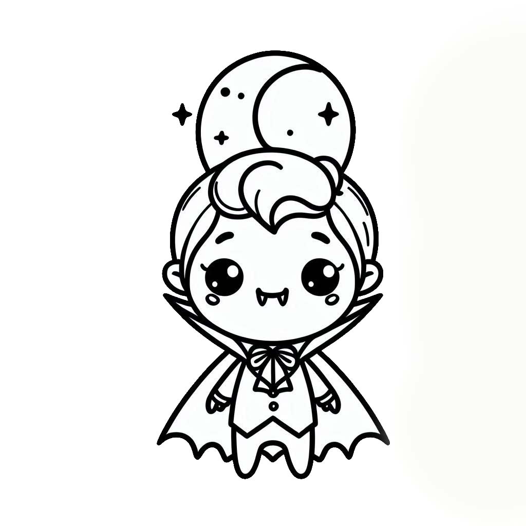 Coloriage Dessiner un vampire Chibi Halloween