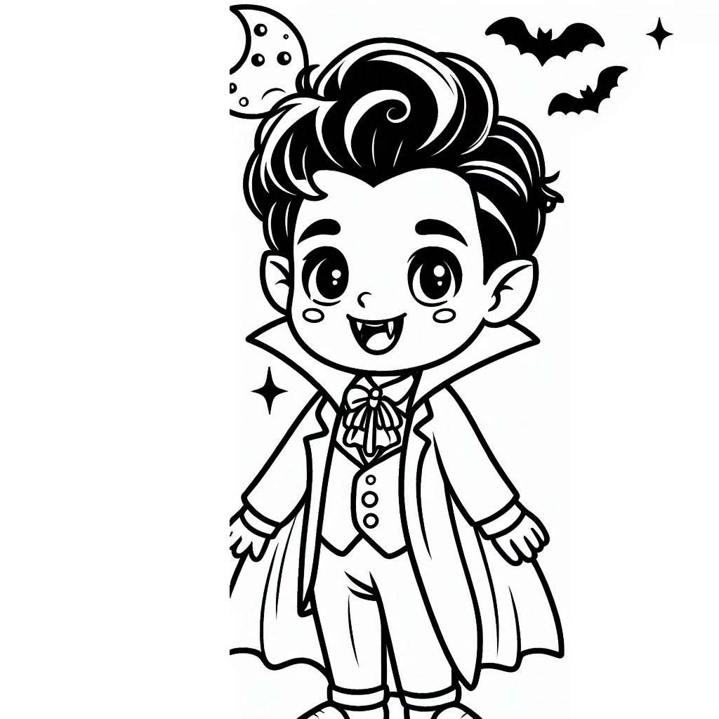 Coloriage Dessiner un vampire Halloween à imprimer