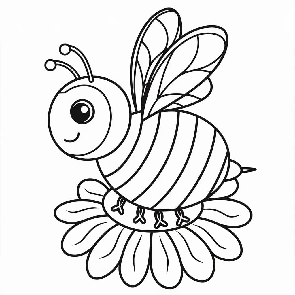 Coloriage Dessiner une abeille simple imprimable