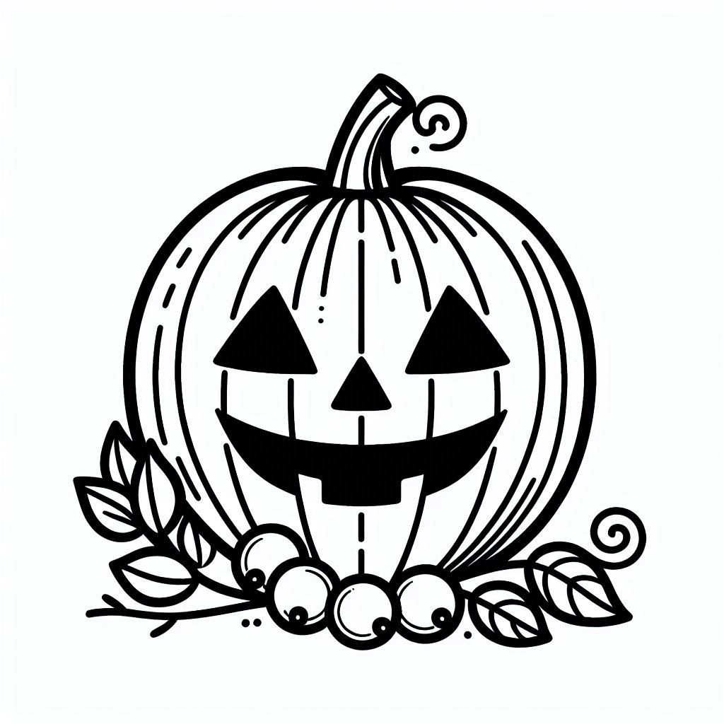 Coloriage Dessiner une citrouille Halloween facile et basique