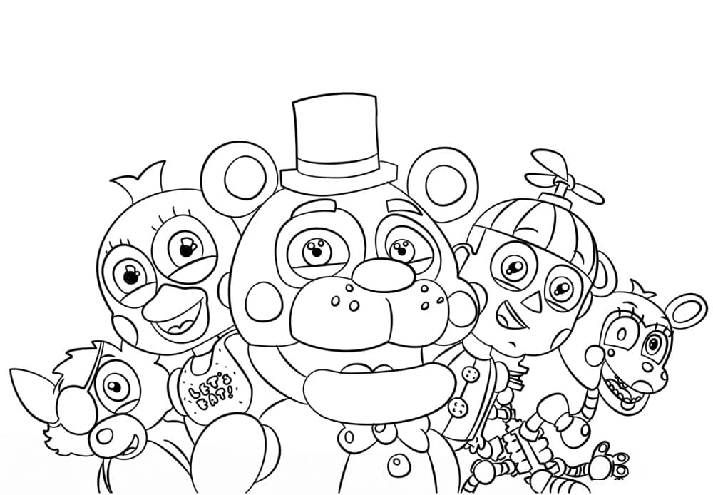 Coloriage Dessinez des animatronics gratuits Five Nights at Freddy's