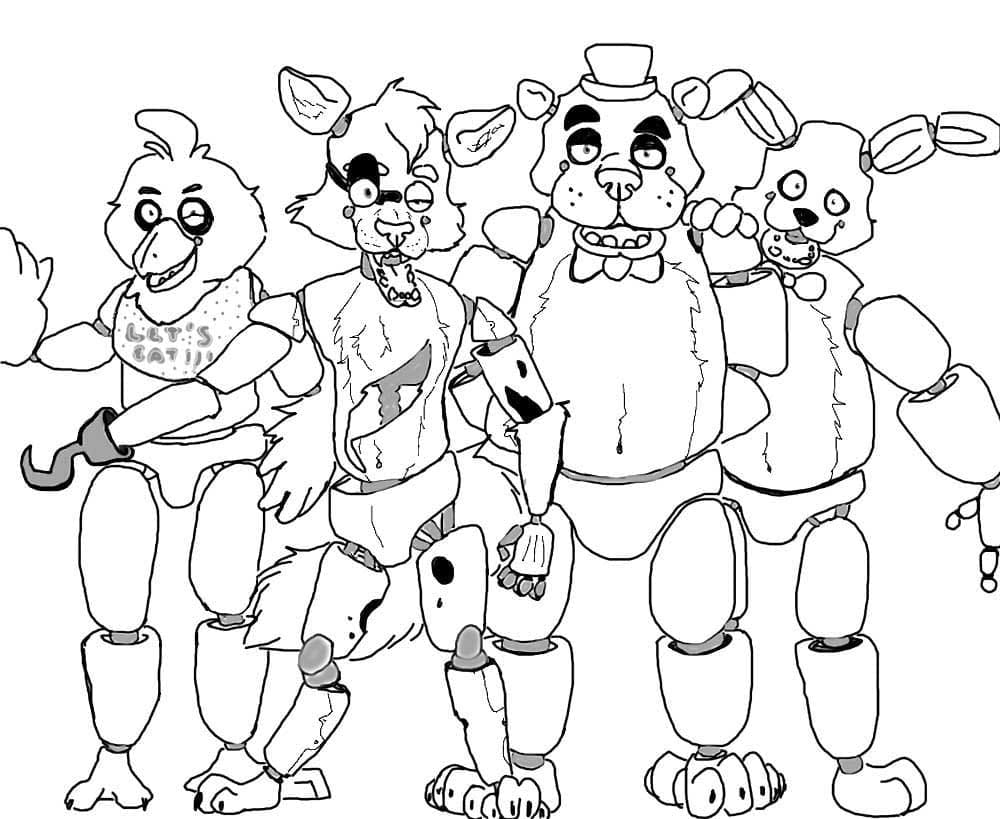 Coloriage Dessinez gratuitement les personnages de Five Nights at Freddy's