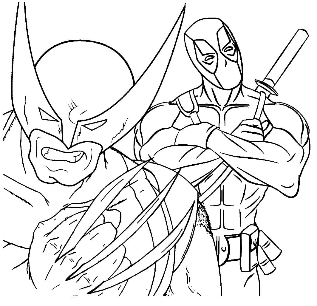 Coloriage Dessinez Wolverine et Deadpool gratuitement