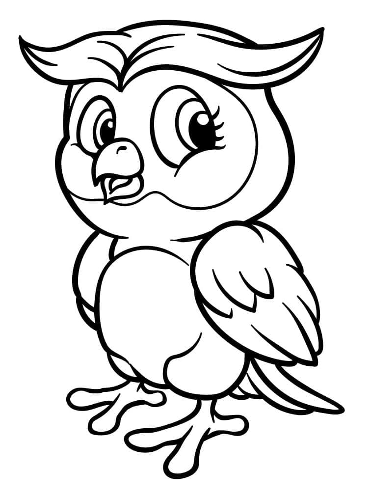 Coloriage Hibou heureux gratuit à imprimer