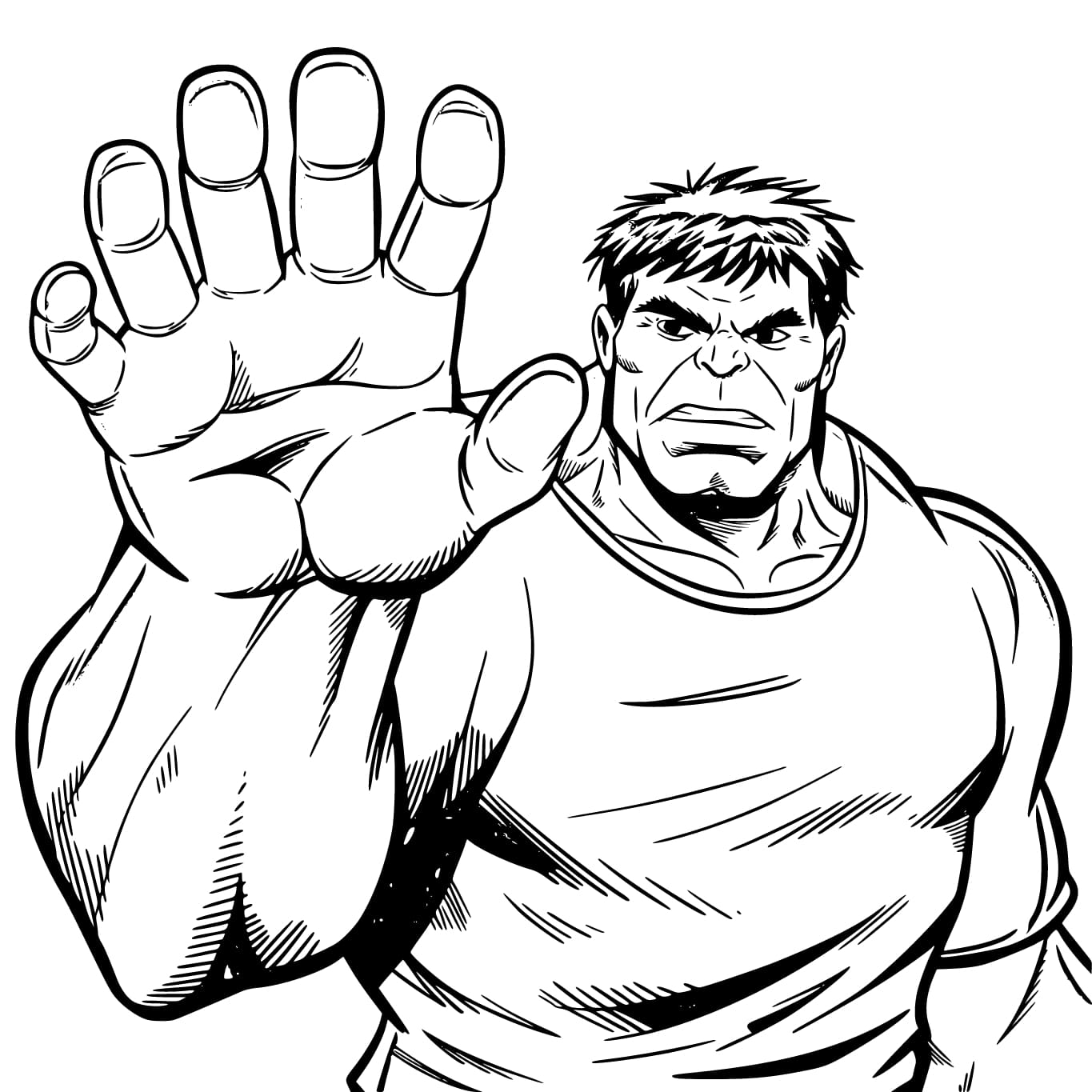 Coloriage Hulk a de grandes mains