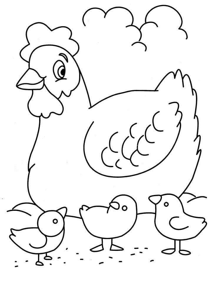 Coloriage Poule de dessin animé à imprimer