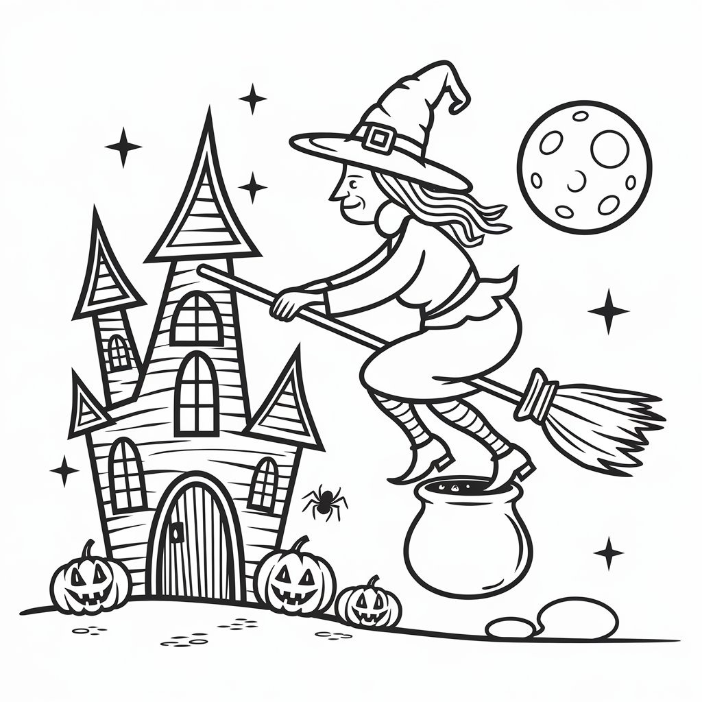 Coloriage sorcière Halloween est très cool