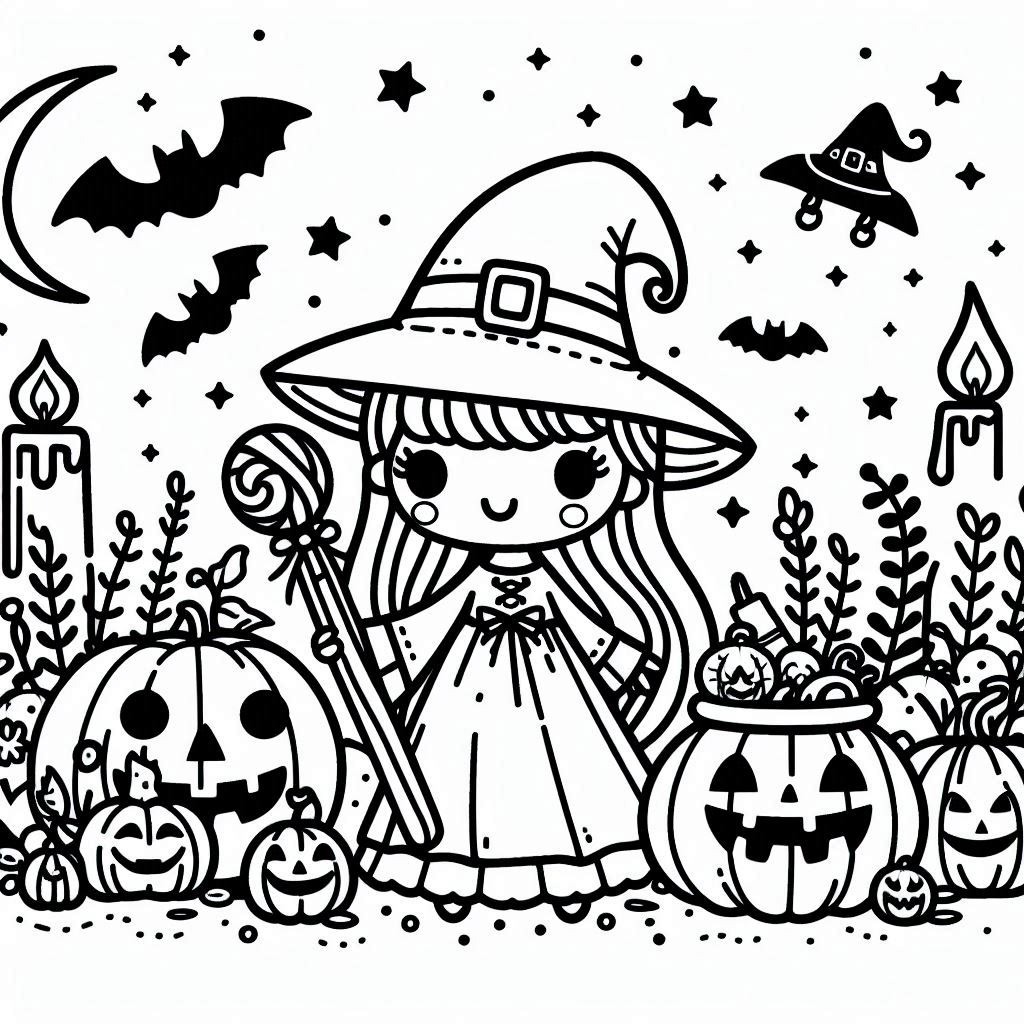 Coloriage Sorcière Halloween simple