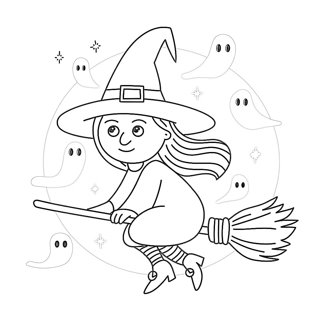 Coloriage Sorcière Halloween très basique