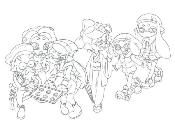 Coloriage Tous les héros du jeu vidéo Splatoon