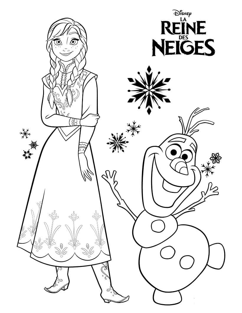 Coloriage Anna avec Olaf