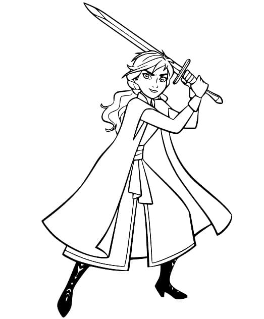 Coloriage Anna cool avec une épée