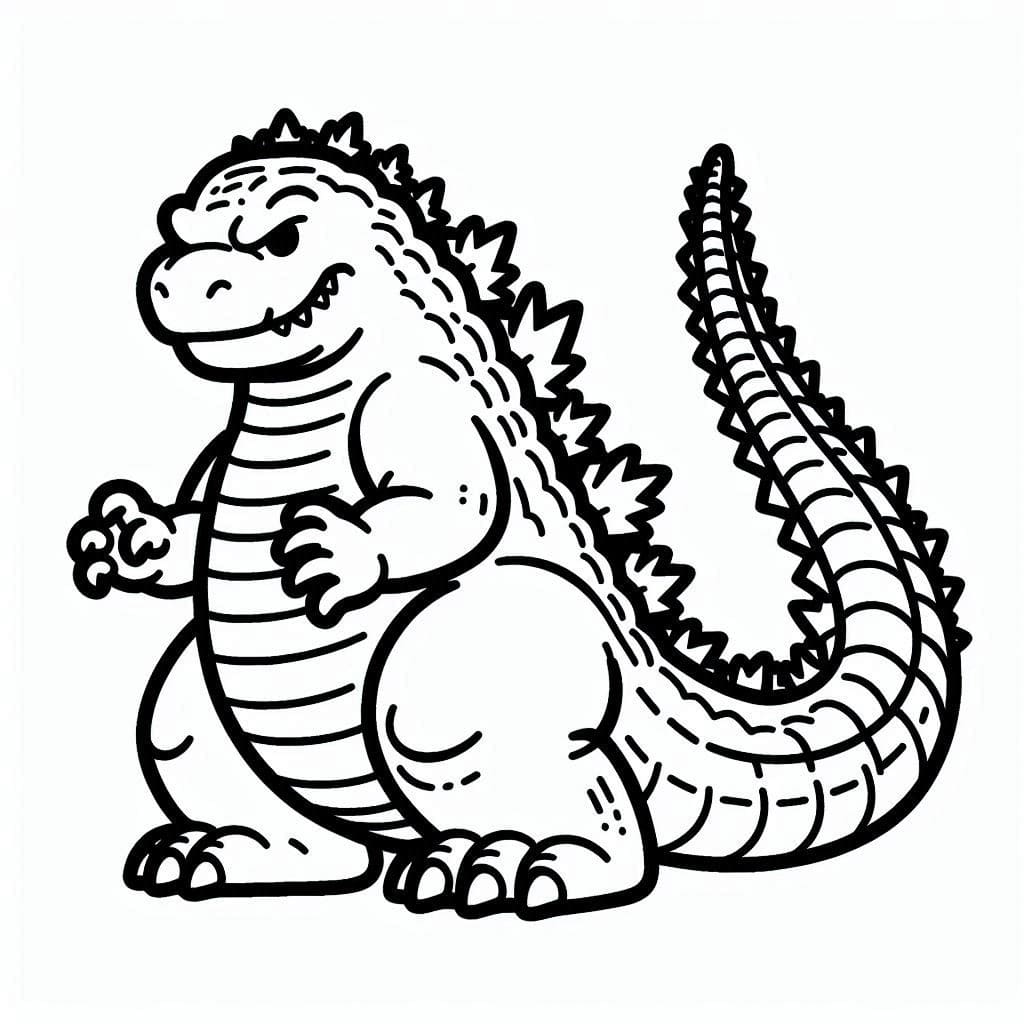 Coloriage Dessiner Godzilla mignon gratuitement