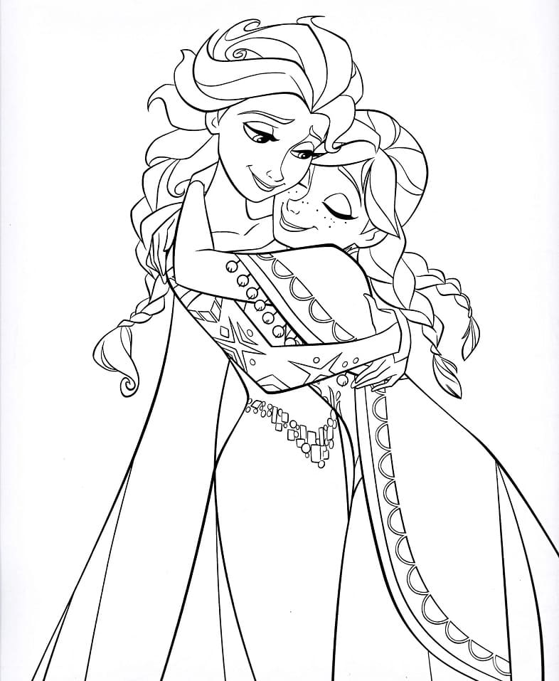 Coloriage Elsa et Anna de La Reine des Neiges