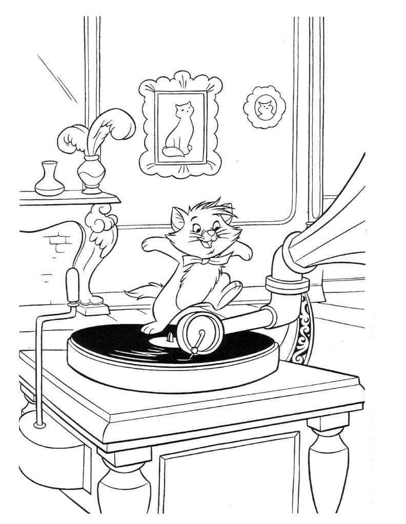 Coloriage Les Aristochats dansent Berlioz à imprimer