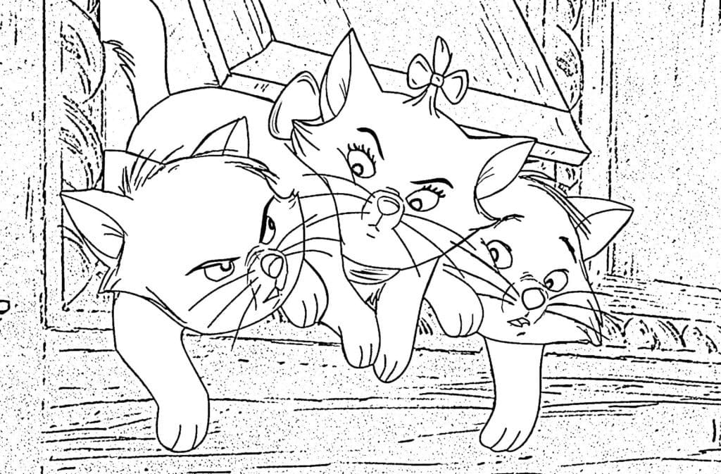 Coloriage Les Aristochats, des chatons mignons à imprimer