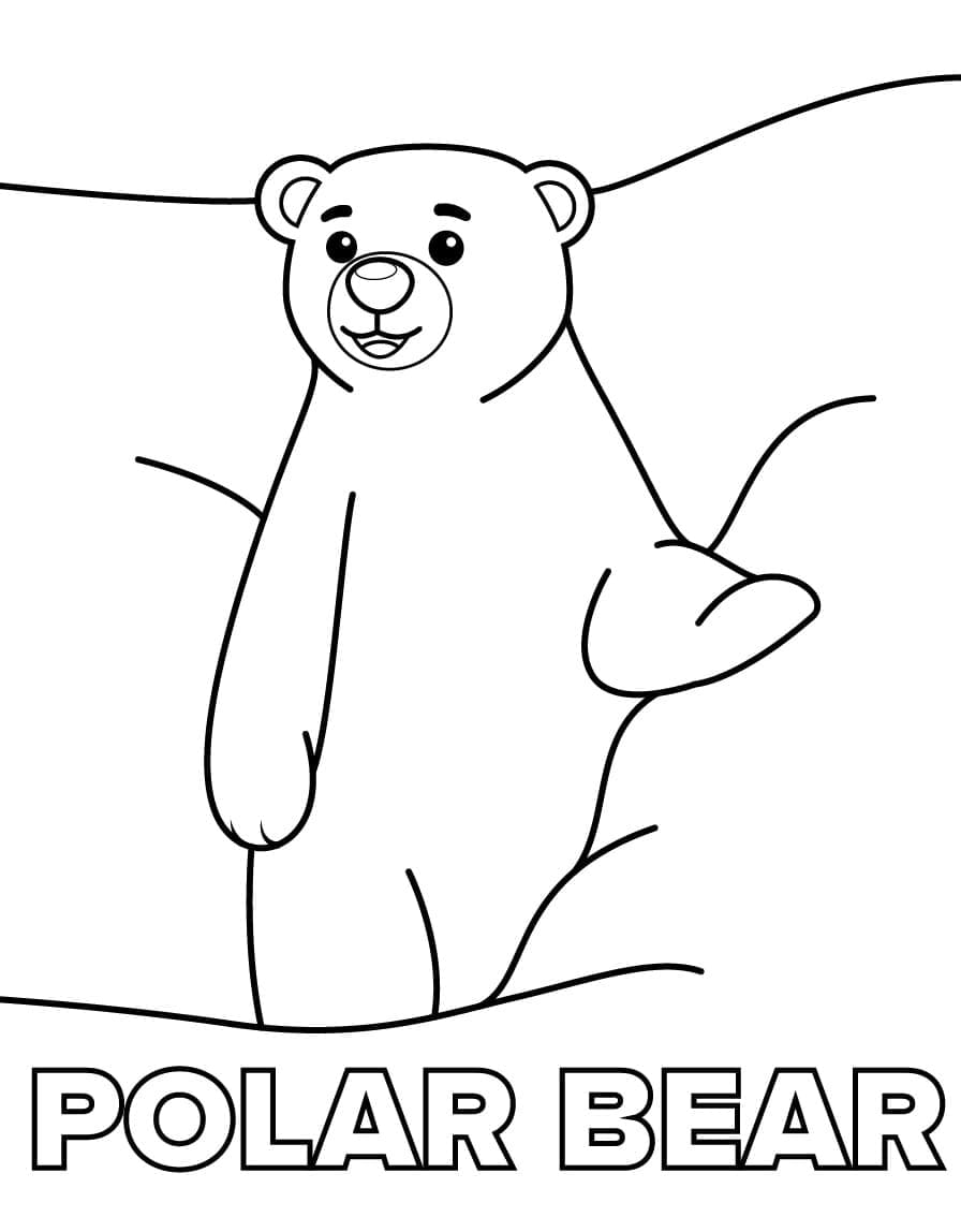 Coloriage L'ours polaire mignon est debout