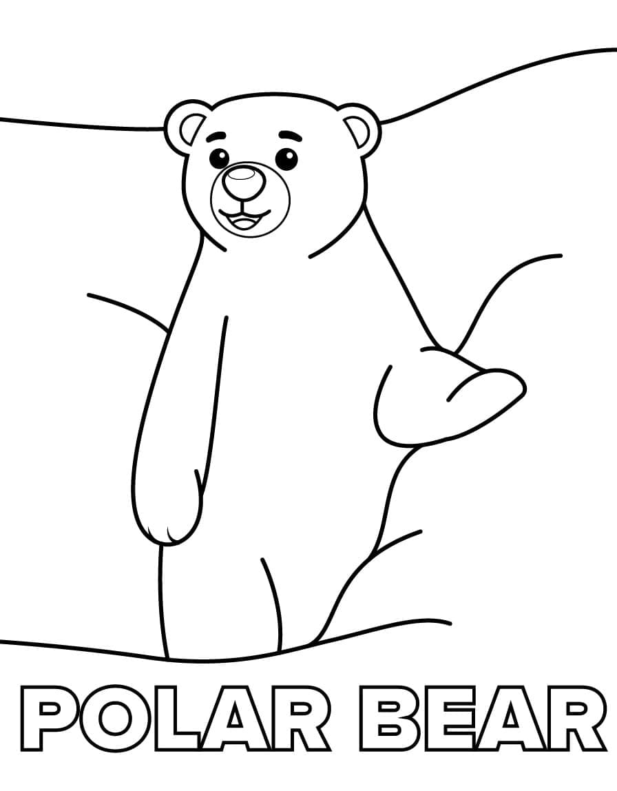 Coloriage L’ours polaire mignon est debout à imprimer