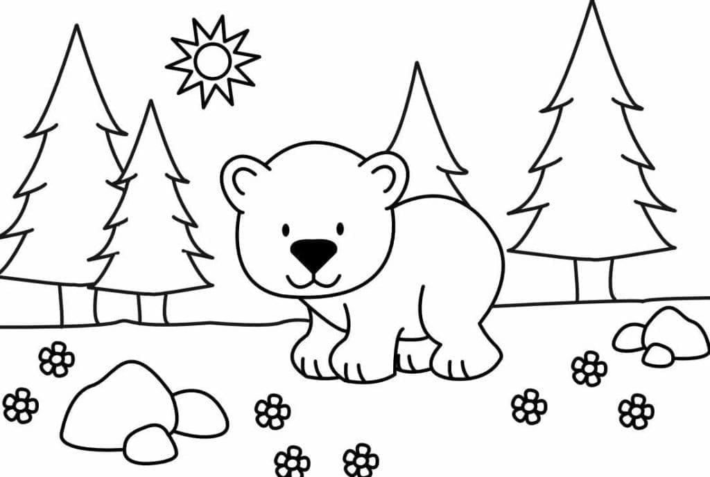 Coloriage Ours polaire mignon pour tout-petit à imprimer