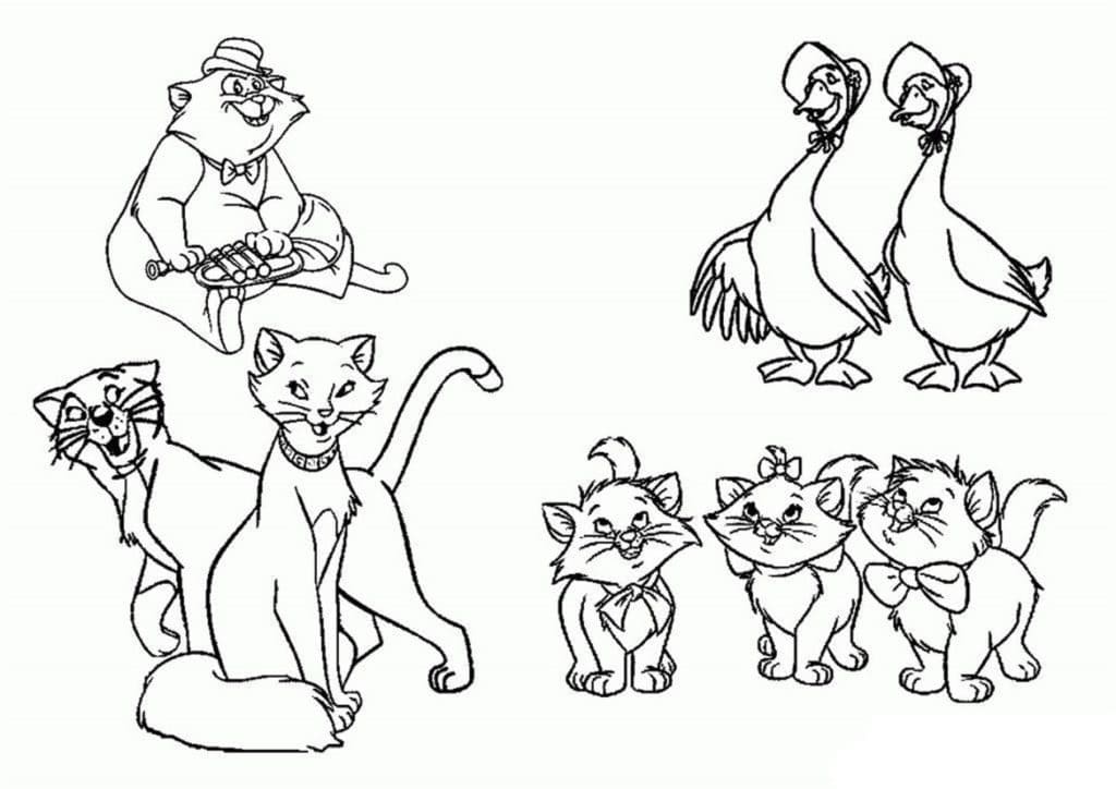 Coloriage Personnages des Aristochats à imprimer