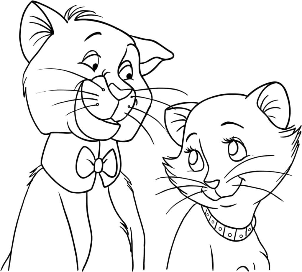 Coloriage Thomas O’Malley et la duchesse des Aristochats à imprimer