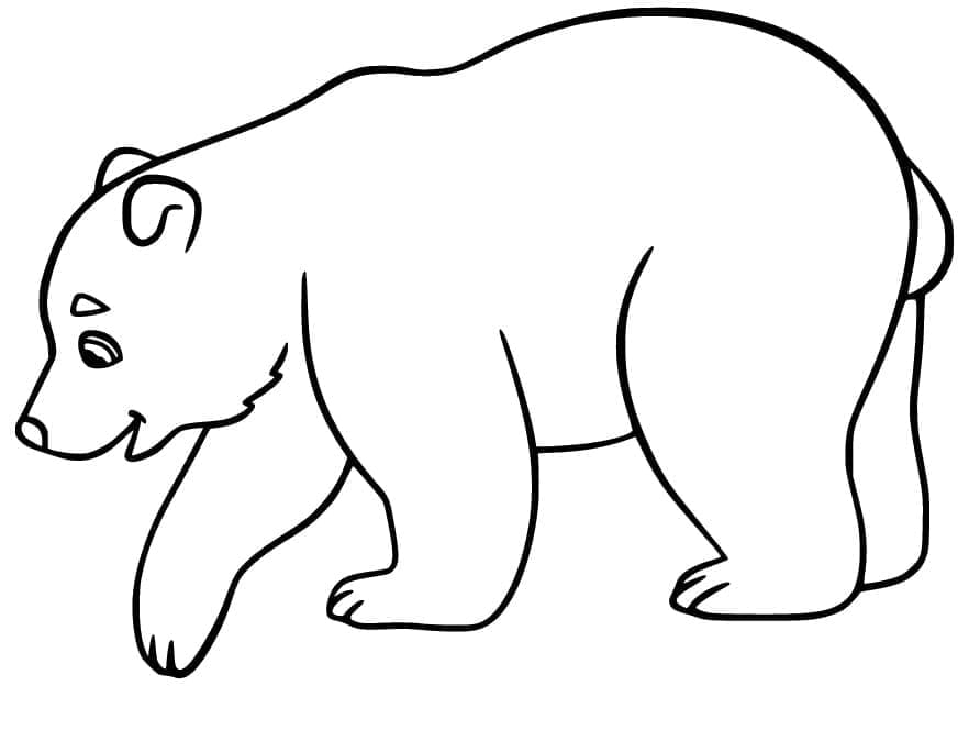 Coloriage Un ours polaire heureux à imprimer