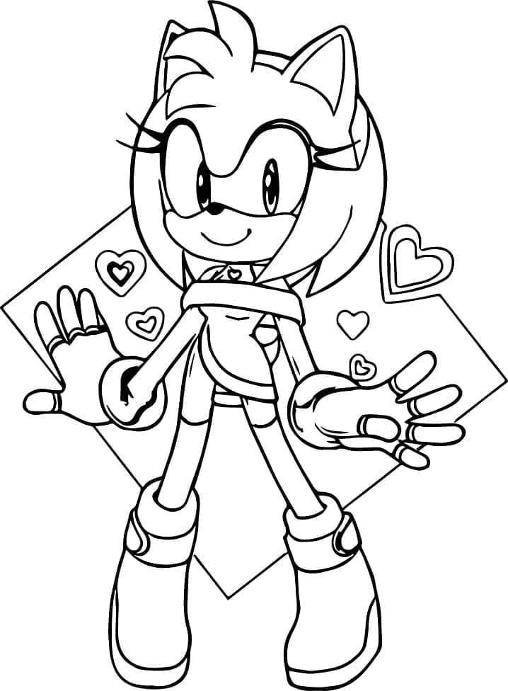 Coloriage Amy Rose Dans Sonic à imprimer