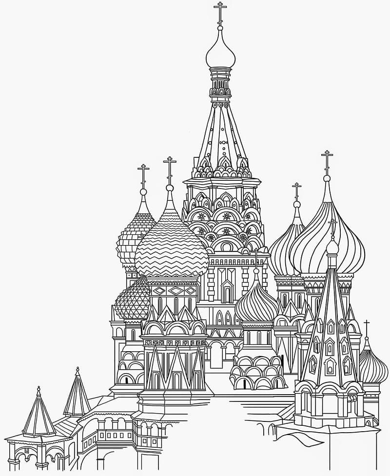 Coloriage Cathédrale Basile-Le-Bienheureux À Moscou à imprimer