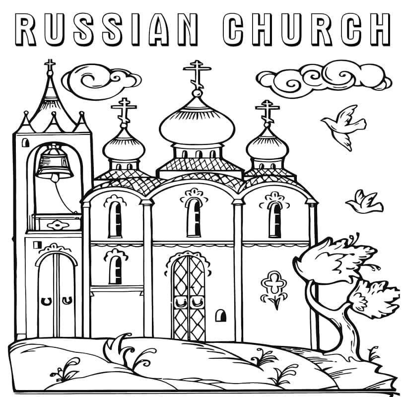 Coloriage Église Orthodoxe Russe à imprimer